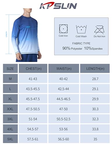 Kpsun Mens Swim Shirts Upf 50+ Rash Guard Long Sleeve Sun Uv Protection Beach Shirts Quick Dry Fishing T-Shirt thumb #5