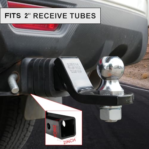 TOPSHINE Trailer Hitch Ball Mount with 2 in Ball & Hitch Pin, Heavy Duty Steel Fits 2 Inch Receiver, 7500lbs Capacity, 2-in Drop, 3pcs Hitch Receiver Silencer Pad Included, Black - Thumbnail 5