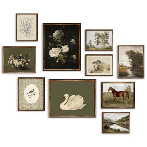 TWNSLLA Vintage Wall Art Decor,Vintage Botanical & Animal Canvas Wall Art,Dark...