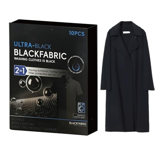 Lot de 10 teintures textiles noires pour vêtements, idéales pour le coton, le lin, la laine, les t-shirts, les jeans, les pantalons, les pulls, les...
