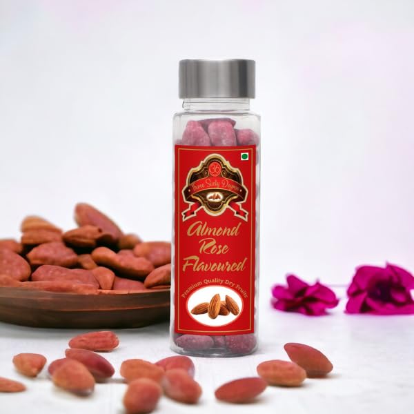360 Roasted Rose Almonds Badam | 220g (2 x 110g each) | Healthy Snacks | Rich in Nutrition | Fiber Packed | Wholesome Snack 1
