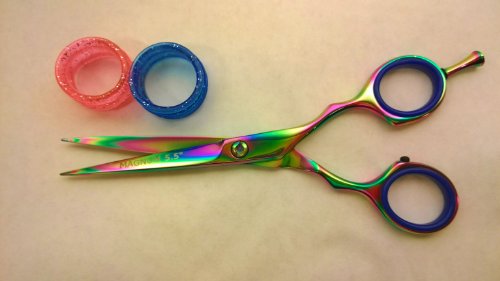 5.5" Professional Hair Dressing CUTTING Barber Scissors Shears MULTI COLOR"RAINBOW" with FREE RINGS