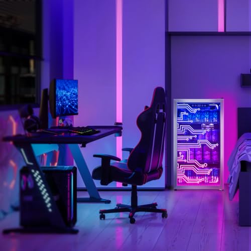 Gaming Light Up Beverage Refrigertor, Led Lighting Door 120 Cans Freestanding Beverage Fridge, Cyberpunk Beverage Cooler for Gaming, Gaming Room, Bar, Party (Lighting)