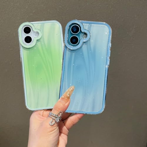 Image of VONZEE Compatible for iPhone 16 6.1'' Case Bling Star Gradient Shiny Colorful Case with Full Camera Protection Shockproof Case PC+TPU Glossy Shiny Cover for Girls Women,Pink