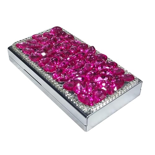 Cigarrera Para Mujer - Cigarrera Hombre, Estuche Para Cigarrillos Con Diamantes De Imitación, Capacidad Para 20 Cigarrillos Tamaño 100, Estuche Delgado De Bolsillo Para Cigarrillos(Pink)