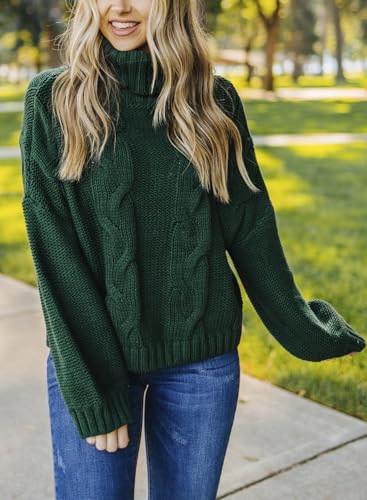 Image of Dokotoo Womens 2026 Winter Fall Solid Turtleneck High Neck Balloon Long Sleeve Sweaters Pullover Outerwear