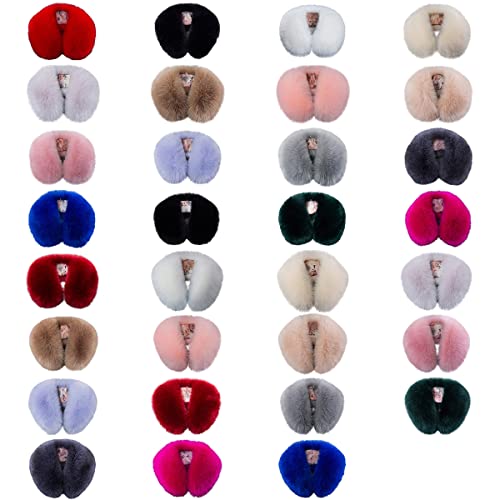Queenbox 21.7in Detachable Faux Fur Collar, Neck Warmer Scarf Wrap for Coat Hood Replacement, 263