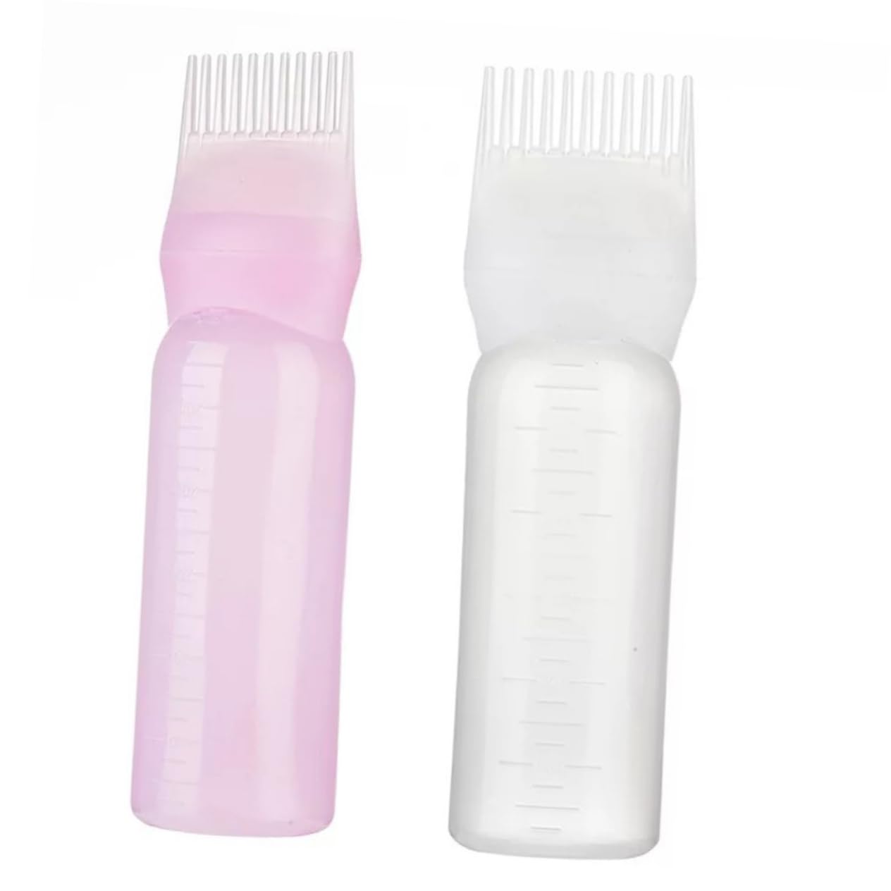 PartyKindom 3Pcs White Hair Coloring Applicator Comb Durable Dye Bottle with Graduated Scale for Even Color Distribution Salons and Home Use