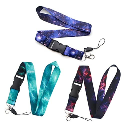 Jrzyhi 3 correas para el cuello con diseño de dos caras, con clip desmontable para carné de identidad, teléfono móvil, tarjetas de identificación, llaves de coche, cámara, cinturón Cover