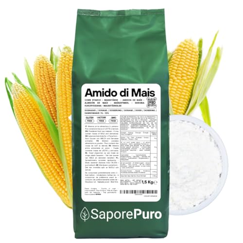 SaporePuro Amido di Mais Nativo 200 g – Addensante Naturale per Dolci, Creme e Salse – Senza Glutine e Vegan