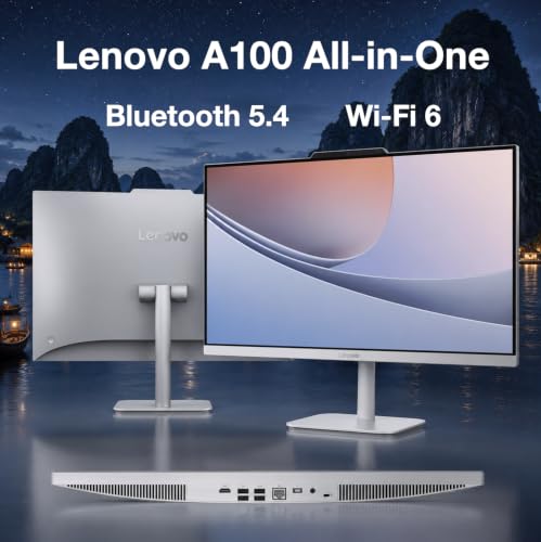 Image of Lenovo A100 Everyday Value All-in-One 23.8 inch IPS FHD Display (Intel N100, 16GB DDR5, 256GB PCIe SSD, Intel UHD, WiFi 6, Webcam, Bluetooth 5.4, Win 11 Home) w /DKZ USB Port Expander