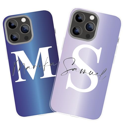 Coppia di Cover Custodia per Iphone Samsung Oppo Honor Huawei Readmi Note, Personalizzabile con Iniziali Nome in TPU Morbido Silicone, Idea Regalo per Fidanzati Lui e Lei San Valentino Anniversario