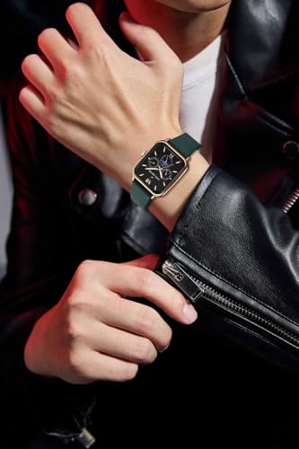Image of Daniel Hechter Paris Montmartre Unisex Multifunction Square Watch - Black Dial with Day-Date & 24-Hour Subdials, Moonphase Display, Sustainable Silicone Strap