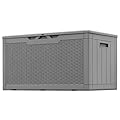 Greesum 100 Gallon Resin Patio Storage Box for Garden Tools, Outdoor Furniture Cushions, Pool Supplies, Gray