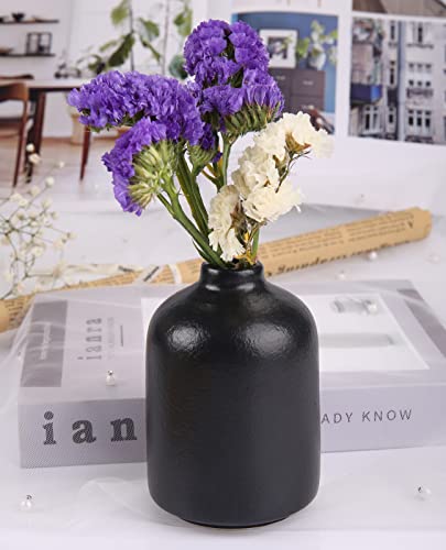 Small Vase Handmade Home Decoration Ceramic Vase For Shelf, Living, Room, Table, Bookshelf Home Decor Gift, Modern Elegant Ceramic Vase (Small 4 Inch High, Black) #TOP4