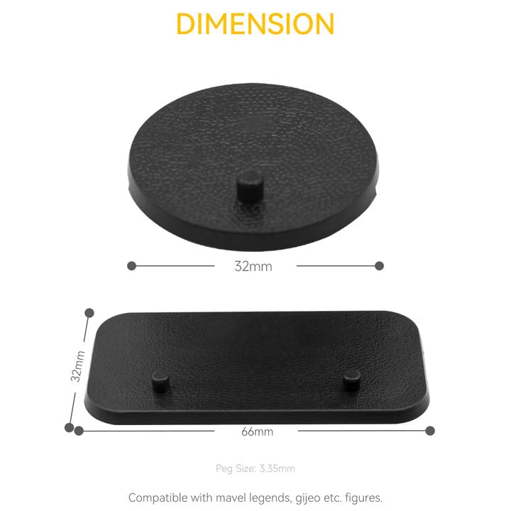 Image of 56PCS Action Figure Stand Bases, Assembly Display Holder Accessories, Fit for Most 6inch Mavel Legends Series /Gi Jeo Classified Series /D C /Mo tu Figures, Black / Mix Square & Round Shape