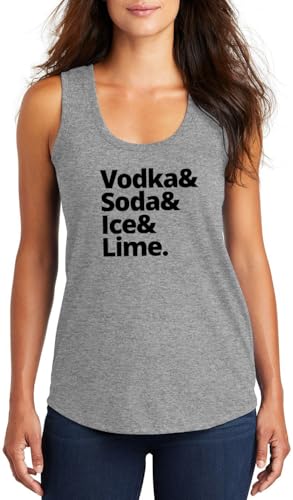 Comical Shirt Ladies Vodka Soda Ice Lime Triblend Racerback Tank, Grey Frost, Vodka Soda Ice Lime