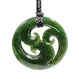 Nephrite Jade Stylized Maori Closed Triple Koru Spiral Harmony Necklace