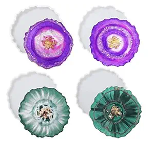 Crazy Art & Craft, 4 Pcs Zig Zag Costar 4 Inch, Silicone Resin Mould, Epoxy Resin Art.