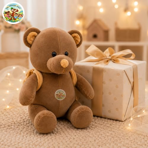 Image of Baggy Teddy Soft Toy 37cm Brown Bear with Backpack