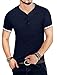 MLANM Mens Casual Slim Fit Basic Henley Short Sleeve Fashion Cotton T-Shirt X-Large, Navy