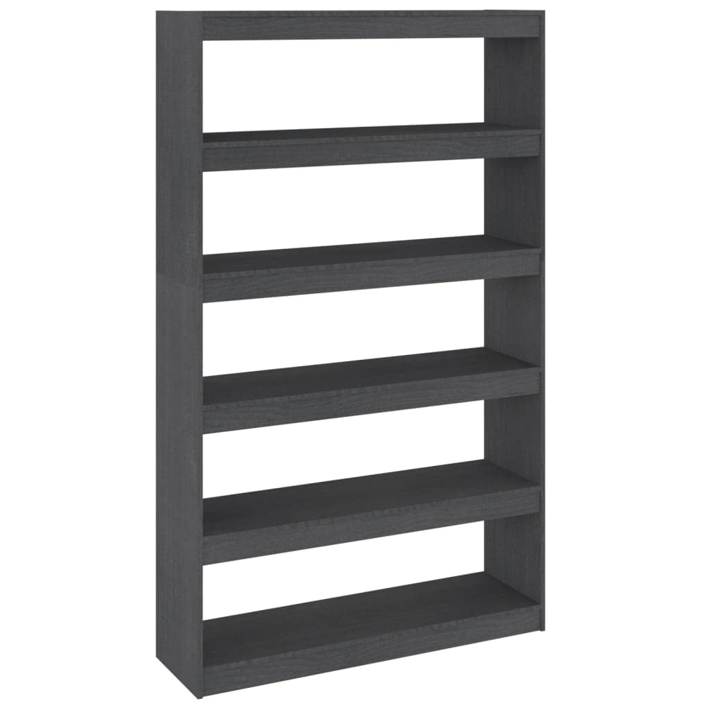 Libreria Divisorio Grigio Legno Massello Pino 100x30x167,5 cm | Scaffale autoportante a giorno multifunzione per soggiorno e studio, struttura stabile con capienti ripiani per libri.