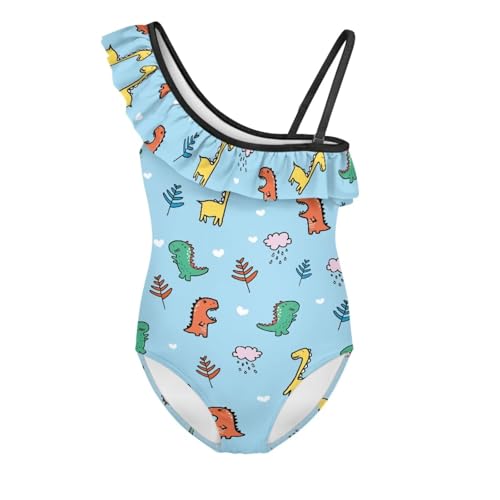 Little Girls' One-Piece Swimsuit One Shoulder Ruffle Halter Bathing Suit Capibala Cute Breathable Swimwear