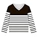 Long Sleeve Tops for Girls,Girls Striped Print Long Sleeve Tops Kids Fashion Color Block V-Neck Shirts Casual Pullover Tops for Teen Girl Youth