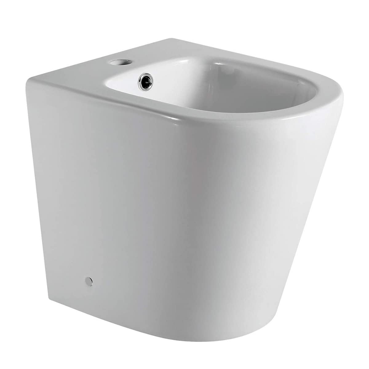 Bidet a Suelo de Baño Moderno Redondo - Bidé Cerámico Blanco a Juego con inodoro Redondo -Sin tapa y Fácil Limpieza GINO (Solo Bidet)