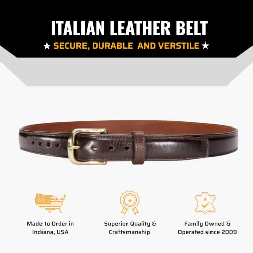 Image of Italian Full Grain Leather Steel Core Dress Belt - Holster CCW Everyday Carry Belt, 1.25 inch Wide