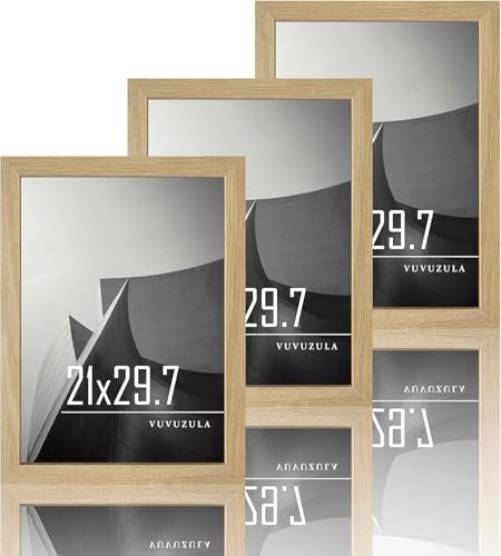 Image of upsimples Pack of 2 A3 Wooden Effect Picture Frames Natural