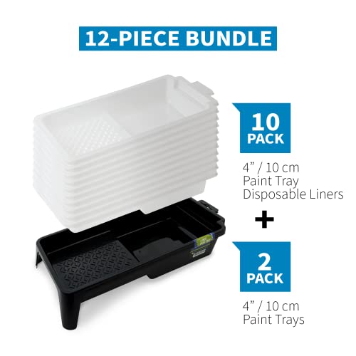 Precision Defined Farbwanne mit Einsatz Set – 2X Farbwanne für Farbroller - 10X Einsatz – Farbschale – Geeignet als Lackierwanne/Lackwanne – Klein (10 cm Breit)