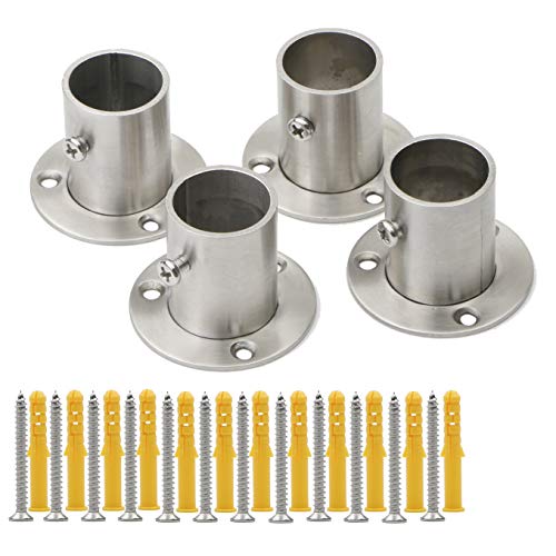 Pxyelec - Soporte de brida de acero inoxidable para barra de armario, para tubo de acero de 25 mm de diámetro exterior, 4 unidades Cover