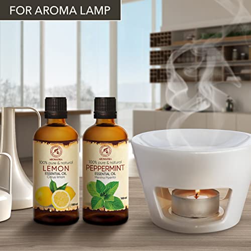 Huile essentielle de menthe poivrée purifiante et citron pour diffuseur