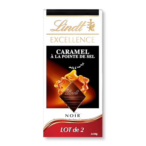 Lindt - Lot de 2 Tablettes EXCELLENCE Noir Caramel à la Pointe de Sel - Chocolat Noir, 2 x 100g