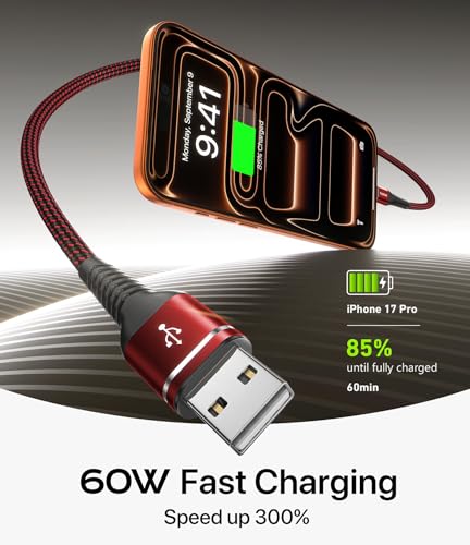 Image of USB to USB C Cable Fast Charging 6FT, 2Pack USBA to USBC Cable for CarPlay