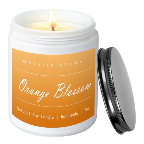 MOASITN Orange Blossom Highly Scented Candles for Home| Natural Soy Aromatherapy Candle| Handmade Long Lasting Jar Candle| Women,Men Jar Candel for Spring, Summer,Relaxing,Housewarming| 7oz
