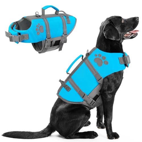 Queenmore XXL Dog Life Jacket, Adjustable Floating Large Dog Swimming Vest