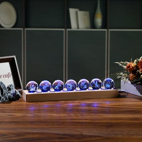 Image of Qianwei 3D Crystal Ball Unicorn Gifts for Women Men - 7pcs Unicorn Decor Glass Figurines Statue Stuff for Room Decorations Birthday for Lovers Keepsake Paperweight