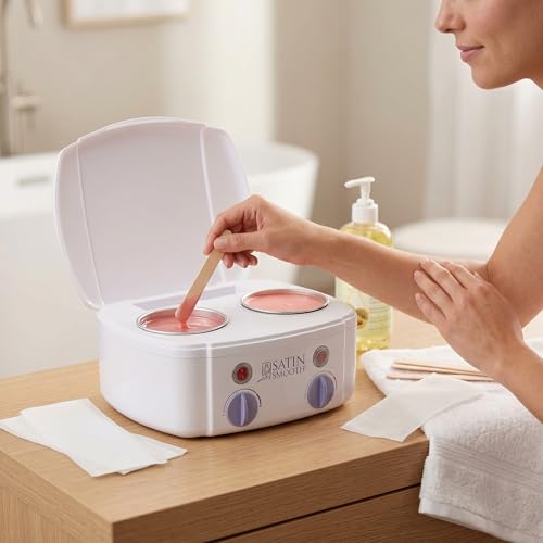 Image of Satin Smooth Professional Dual Wax Warmer Kit - Hair Removal System with Hard & Soft Wax Accessories, Pre & Post-Wax Care Supplies, Spa Waxing Kit for Face and Body