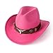 Gossifan Classic Womens Western Cowboy Cowgirl Hats with Wide Belt Hotpink