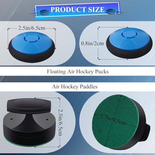Rechargeable Floating Air Hockey Pucks and Paddles, Electric Air Hockey Set for Any Flat Surface, Portable Indoor Game Gift with 2 USB Charging Cable (2 Pushers, 2 Pucks) - Thumbnail 7