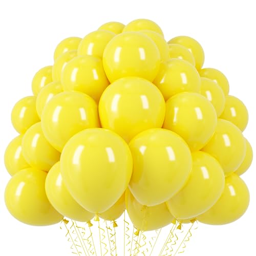 Image of Voircoloria 110pcs Yellow Balloons 12inch Yellow Latex Party Balloons for Graduation, Wedding, Birthday, Gender Reveal, Baby Shower, Anniversary, Sunflower and Honeybee Theme Party Decorations