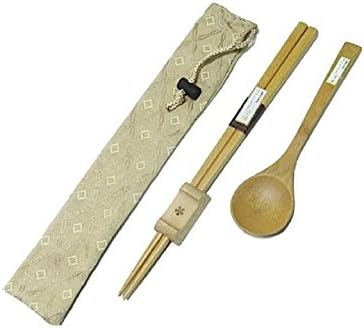 2 Pack of Travel Set - Bamboo Chopstick and Spoon with Beige Cloth Carry Bag image 2