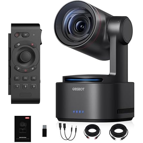OBSBOT Tail 2 with 4K PTZR Remote Control NDI Camera 60fps 5X Optical Zoom AI Auto Tracking 1/1.5 Inch 50MP HDMI/SDI/USB/IP Multiple Output Cover