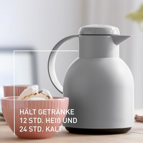 Emsa Samba Isolierkanne, 1 Liter Fassungsvermögen, Quick Press Verschluss, 100% dicht, 12h heiß und 24h kalt, mit Glaskolben… – Ansicht 3