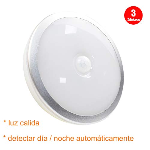 Luz nocturna de inducción,Tiancai lámpara de luz cálida suave,?6 cuentas de lampara,2 metros de distancia de detección?detección automática día / nochem