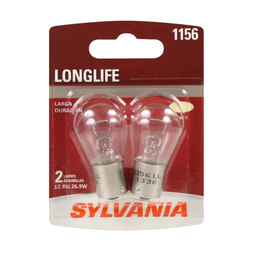 SYLVANIA 1156 Long Life Miniature Bulb, Stop & Tail Light, 2 Bulbs.