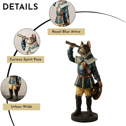 Image of ARMONIA Decorative French Bulldog Figurine, Royal Blue Attire, Telescope Design, Regal Character Statue | Showpiece Figurine Idol for Home Decor Gift,New Year Gift,Christmas Decoration & Housewarming