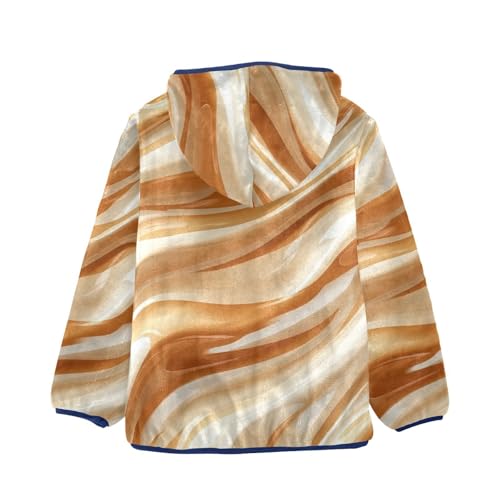 Wavy Pattern Girls Fleece Jacket Girls Fall Jacket Girls Zip Up Hoodie Girls Sherpa Jacket 2-10T2